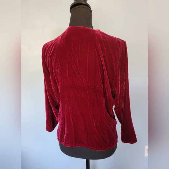 Vntg Velvet Womens Glitter Floral Cardigan Burgundy M? - Picture 2 of 8